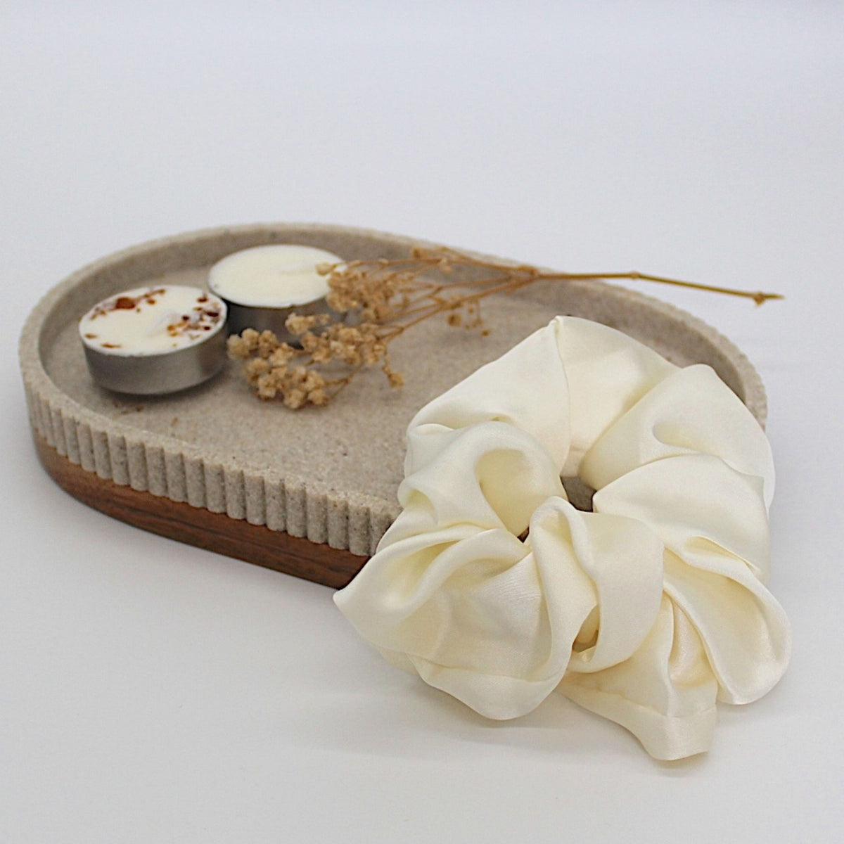 White Satin Hair Scrunchie