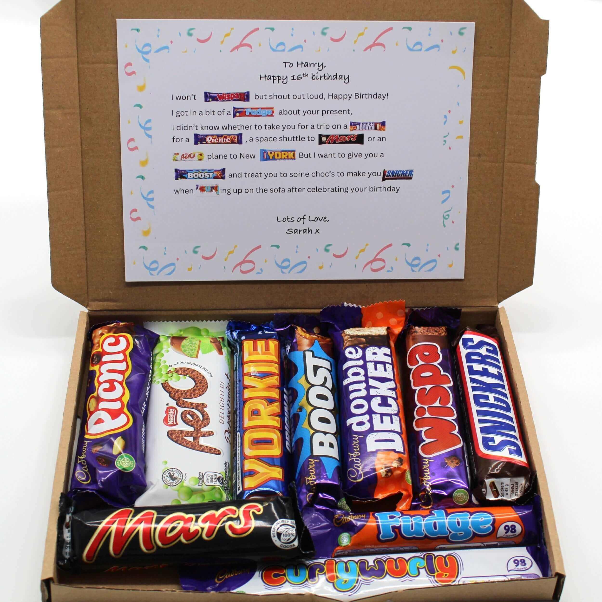 Chocolate poem box for 16th Birthday 