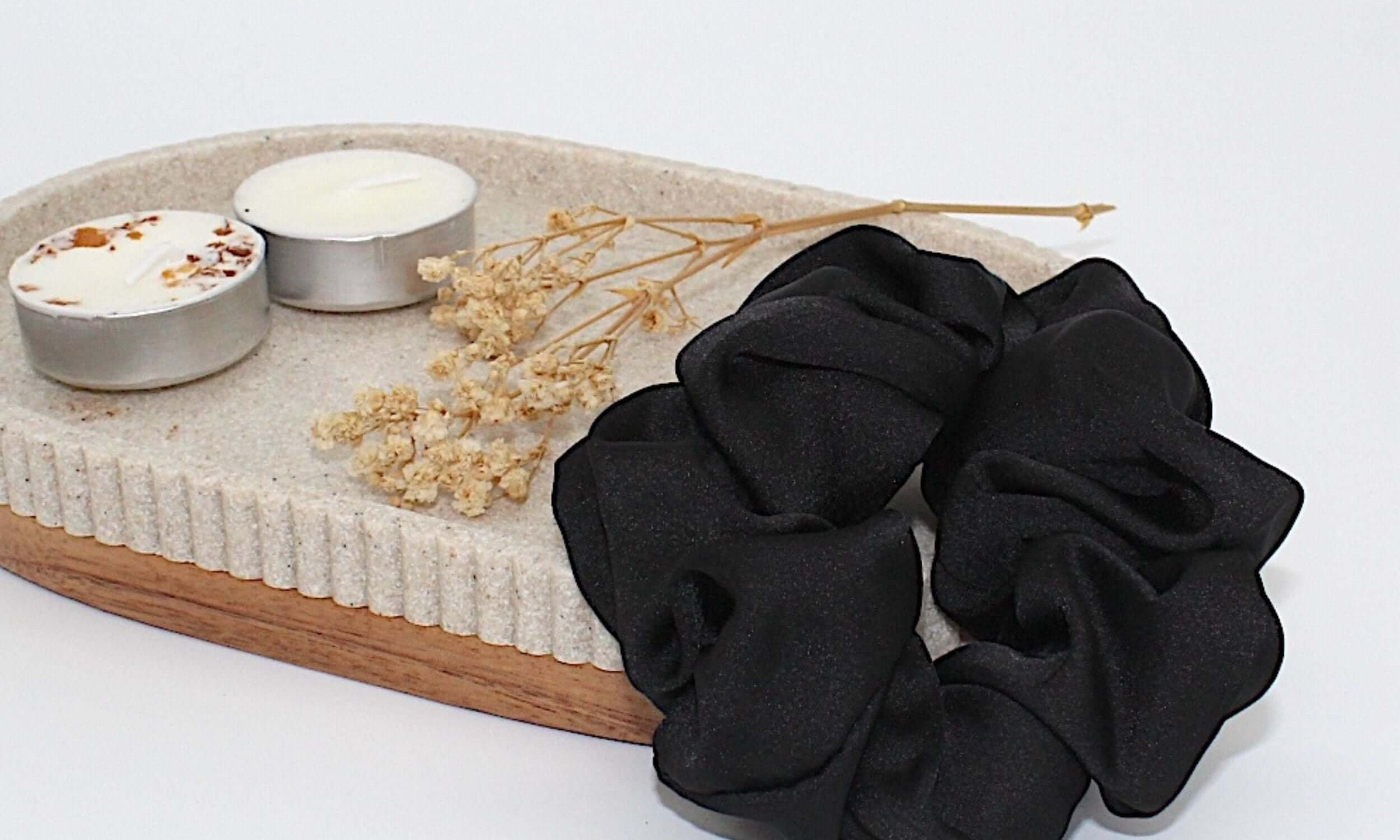 Black satin hair scrunchie, build your own gift box  
