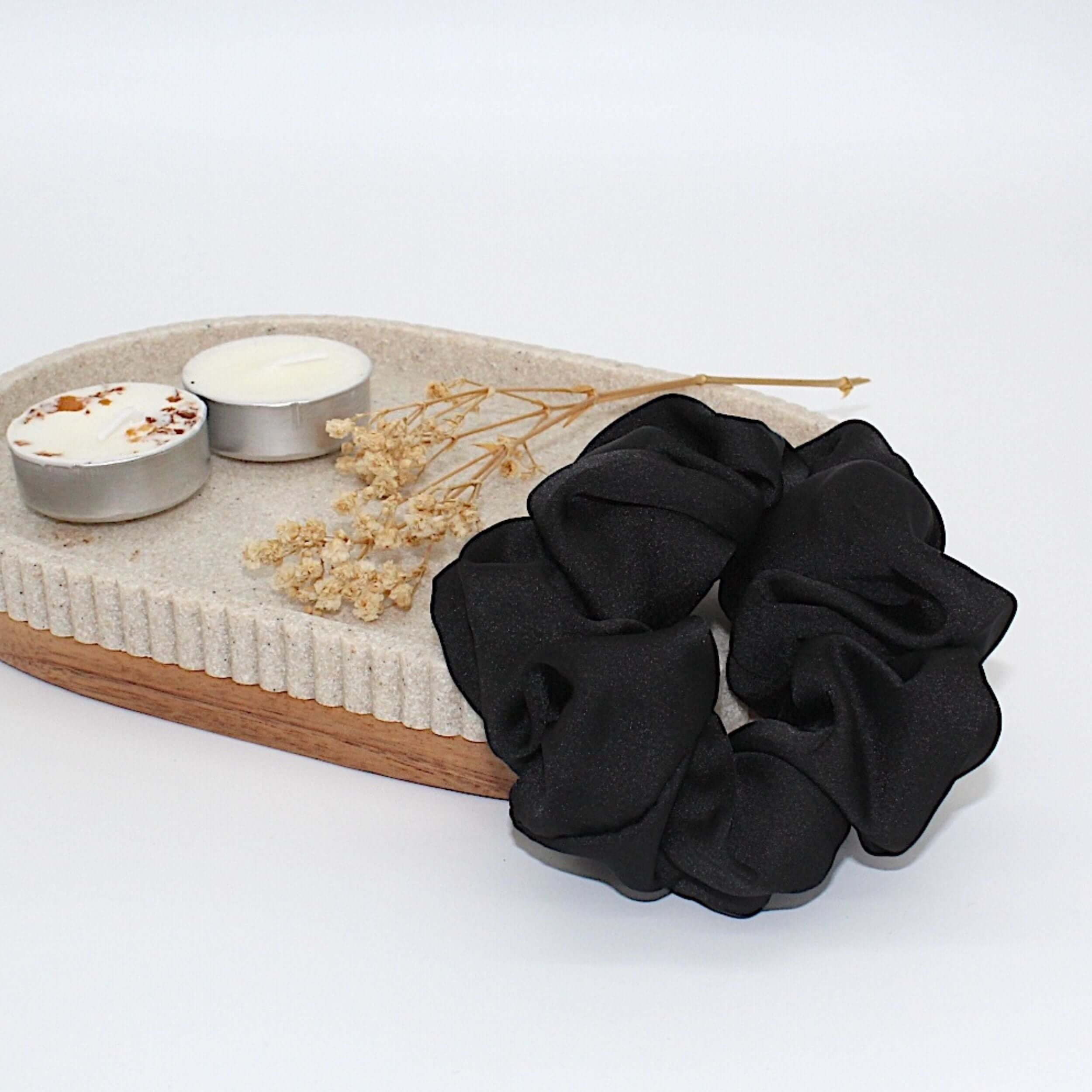 Black satin hair scrunchie, build your own gift box  