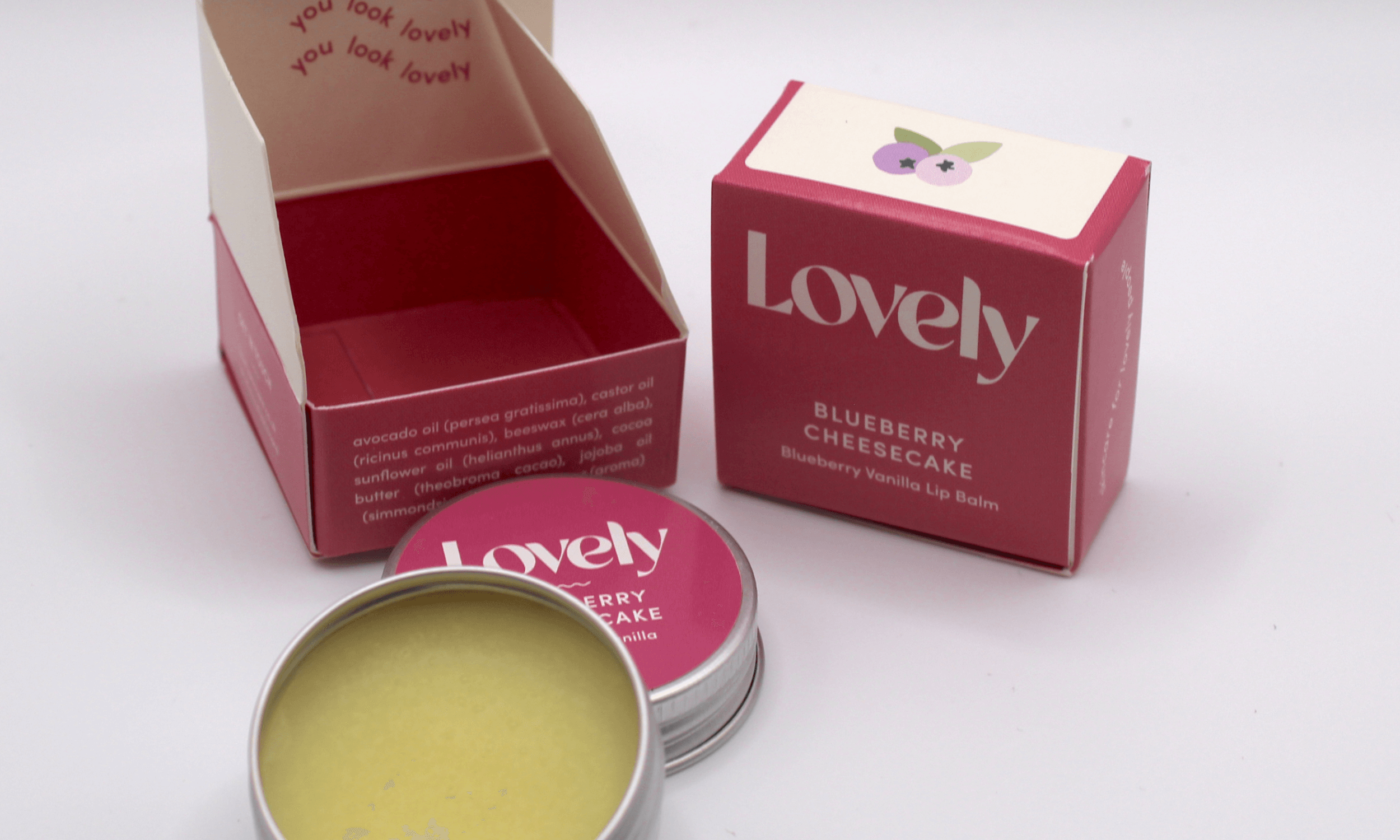 Blueberry cheese cake lip balm, build your own
