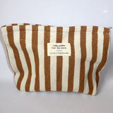Brown stripe wash bag 