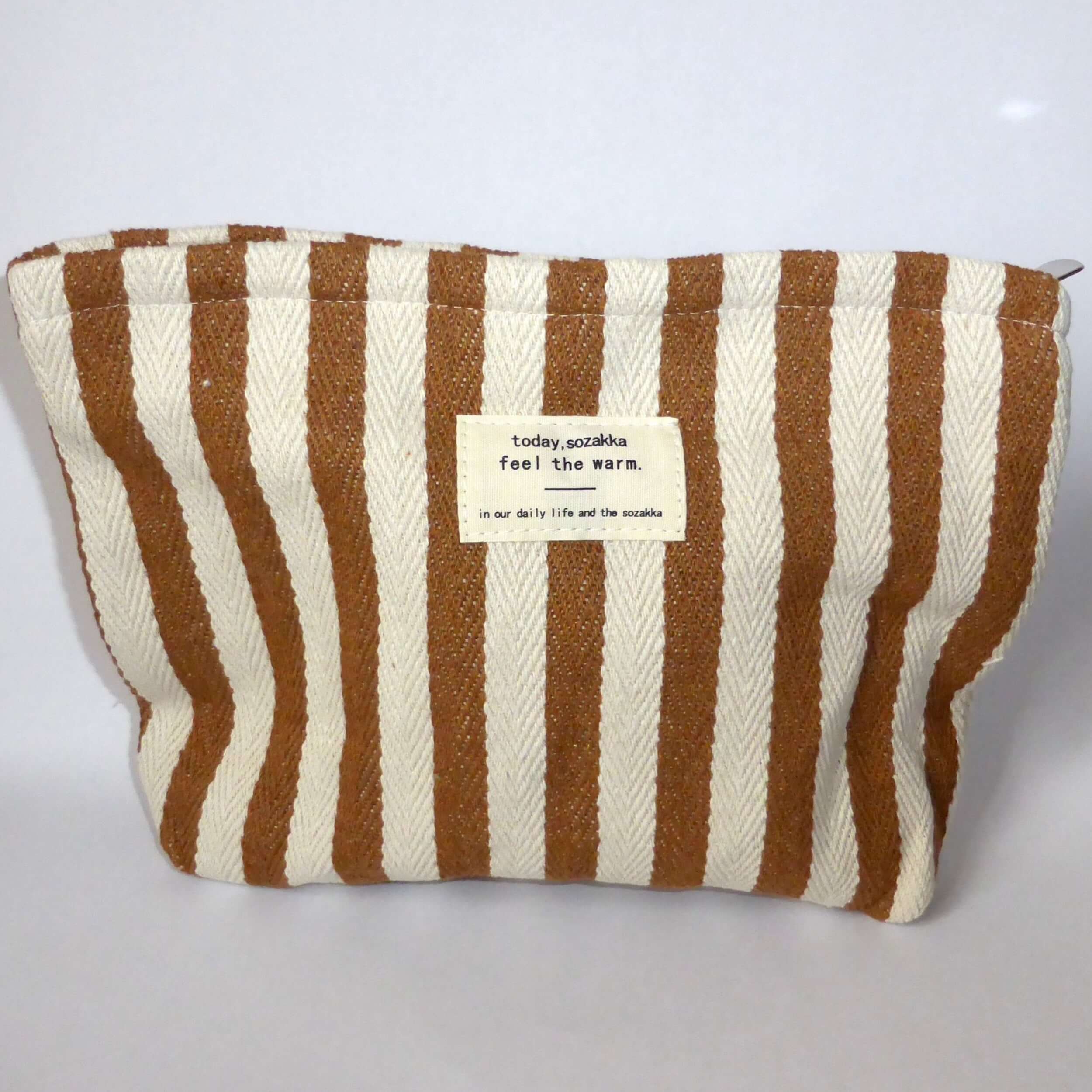 Brown stripe wash bag 