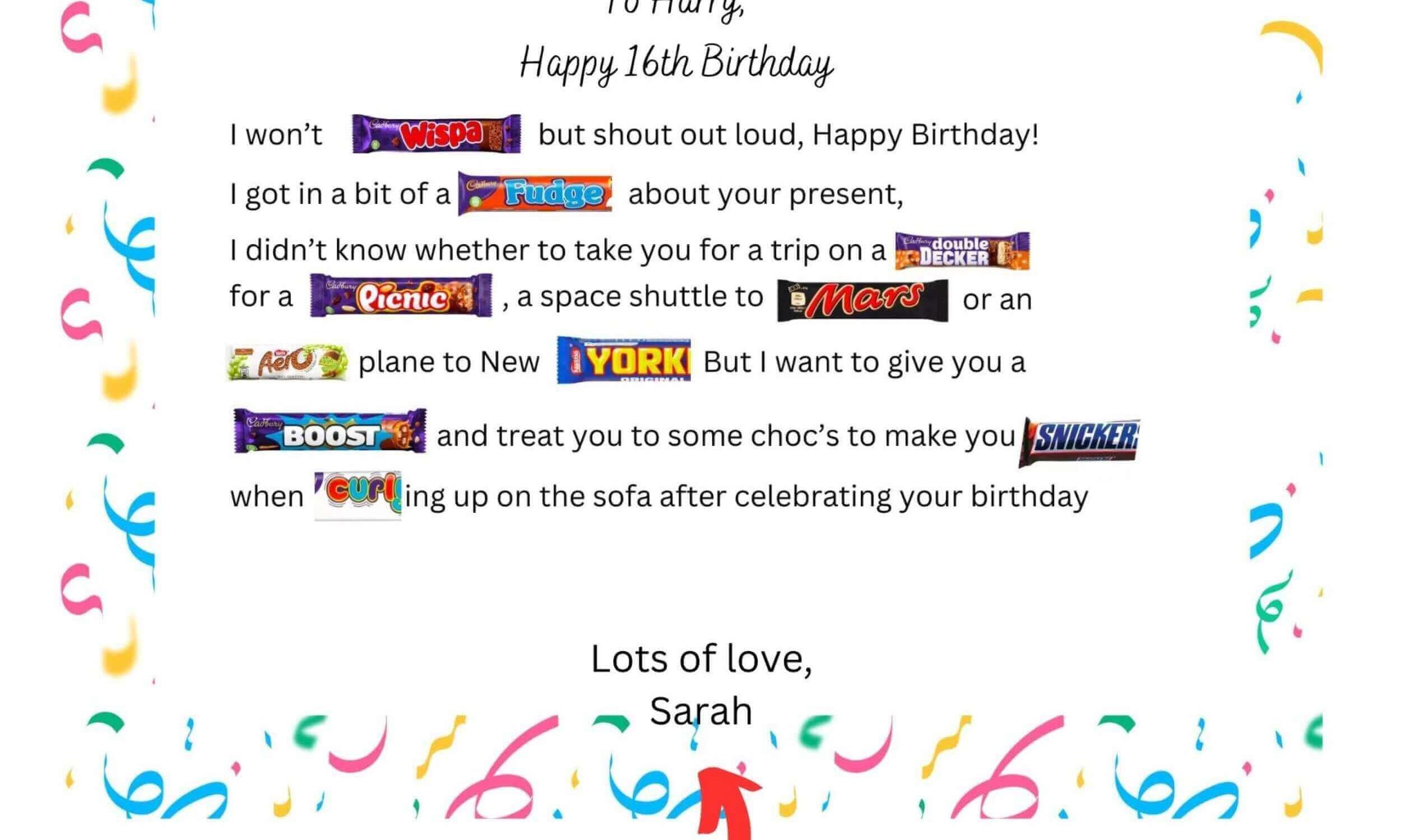 16th Birthday Chocolate Gift