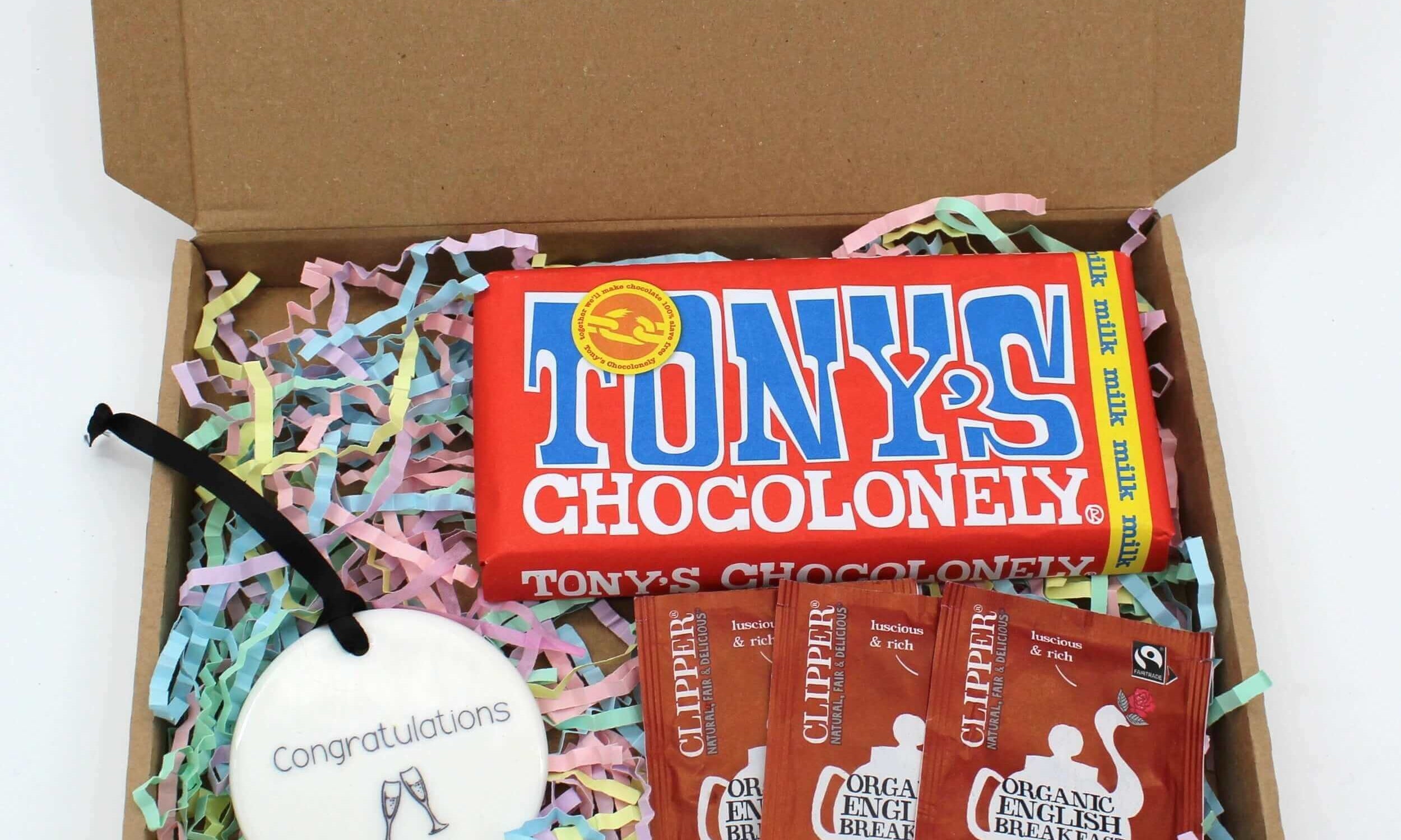 Congratulations letter box gift mini treat and ceramic keepsake gift