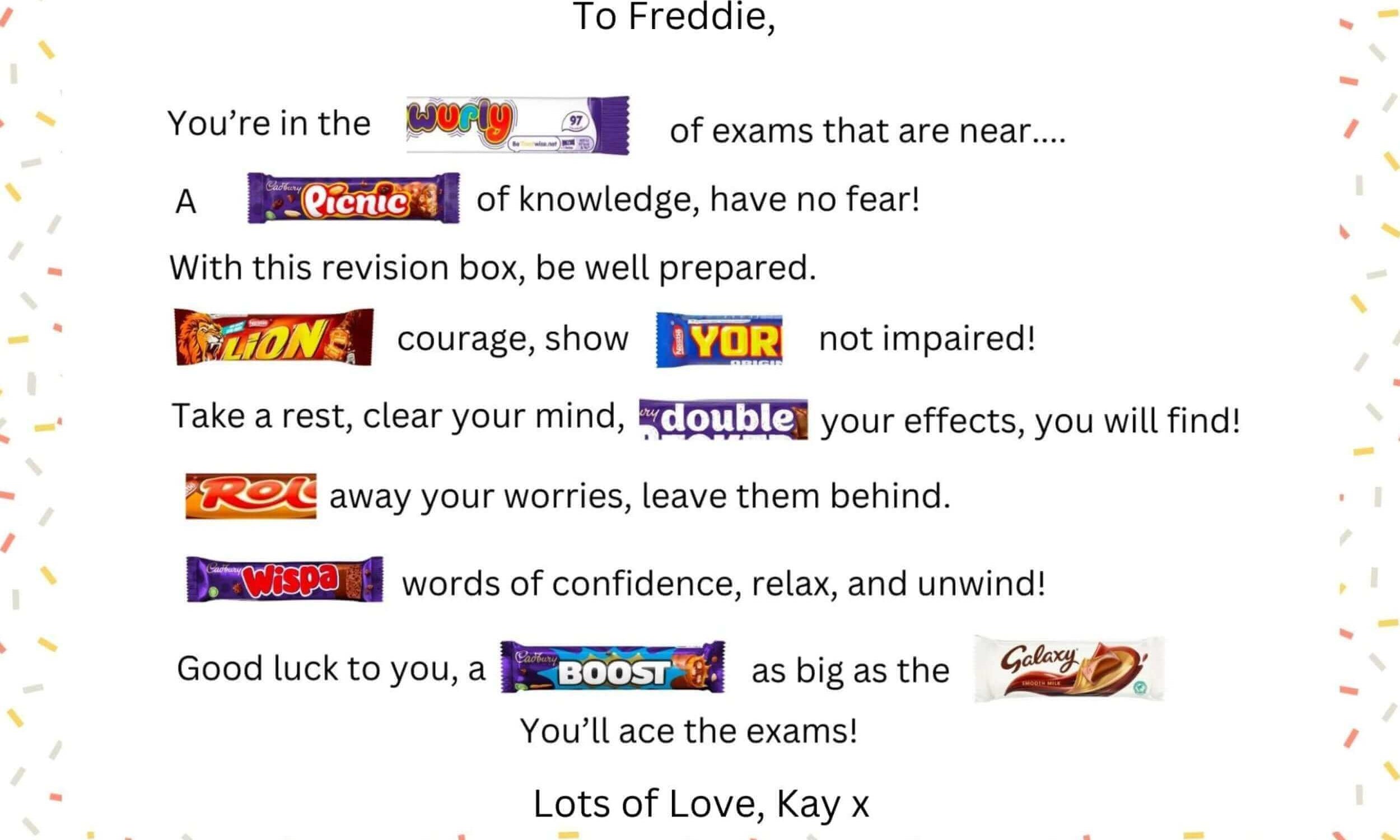 Exam Revision Chocolate Poem Box 