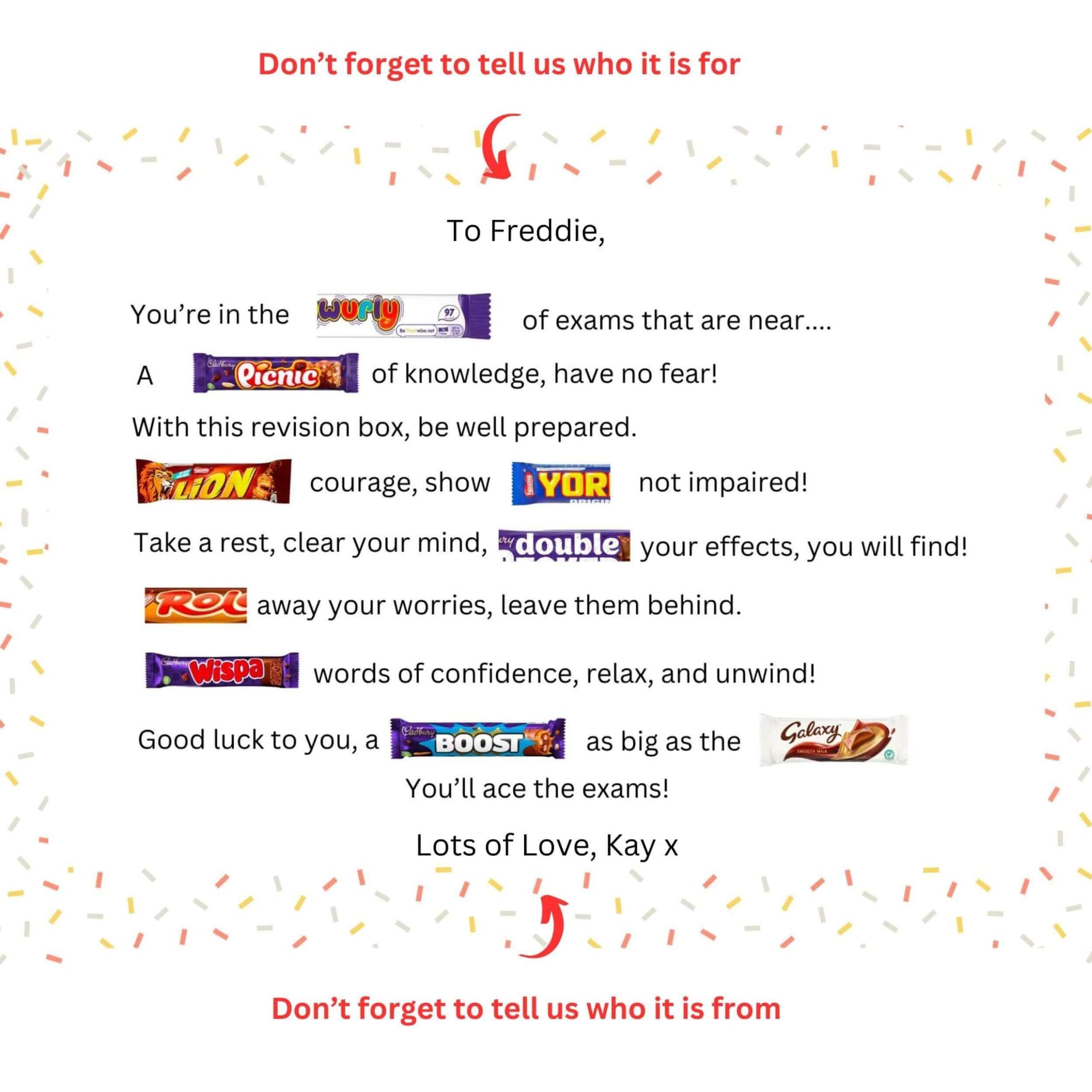 Exam Revision Chocolate Poem Box 