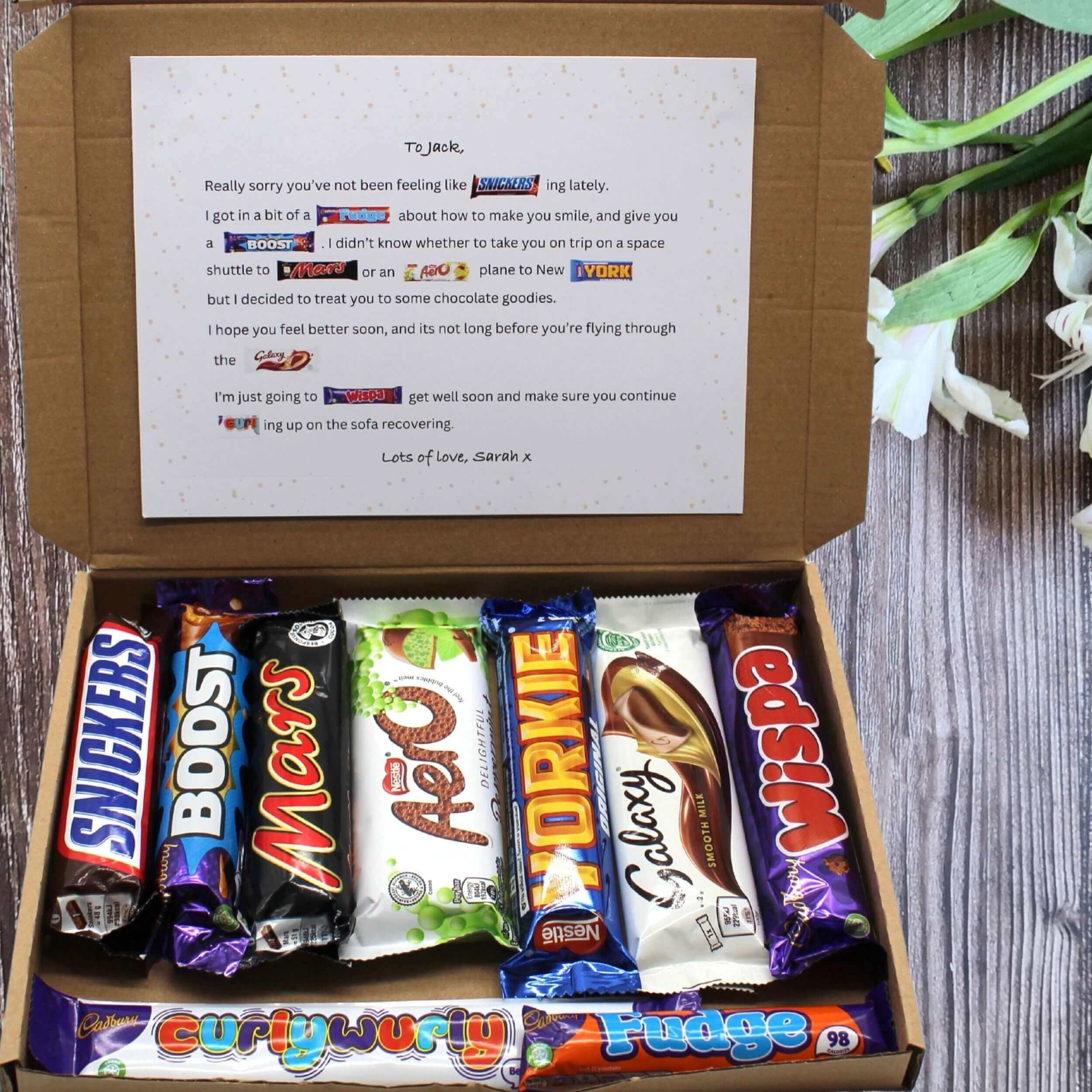Personalised Get Well Soon Chocolate Poem Box  