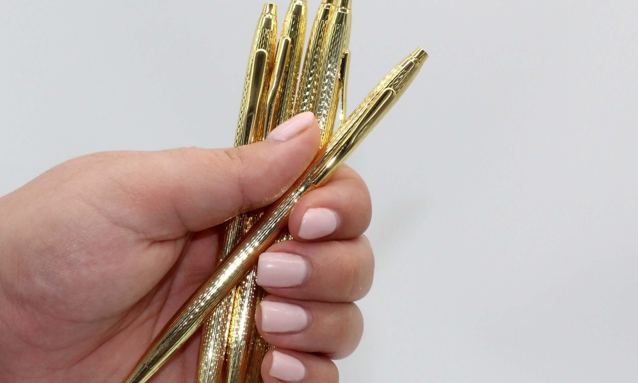Gold Slim Metal Ball Point Pen, black ink. Build your own gift