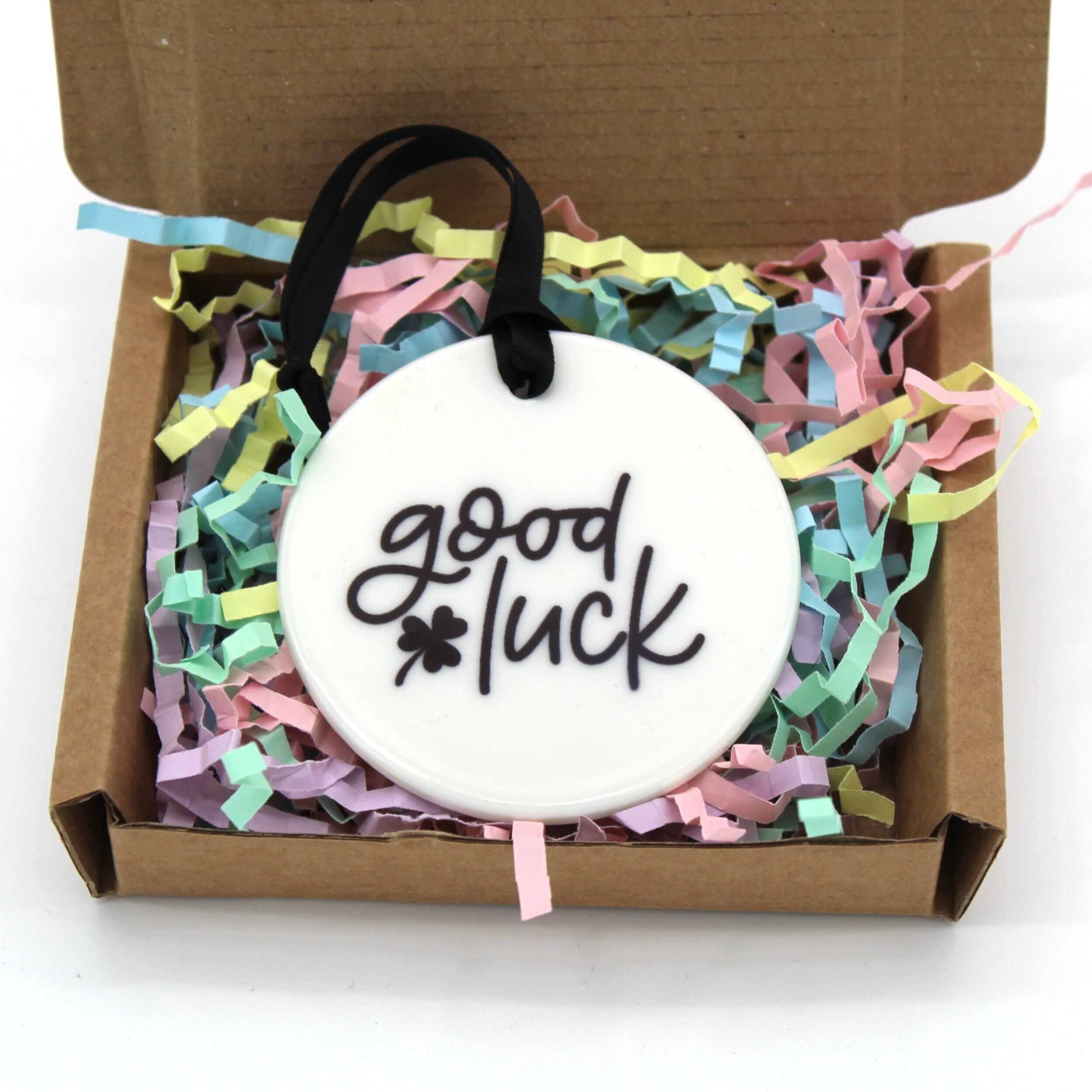Keepsake present, Letter box ceramic good luck.