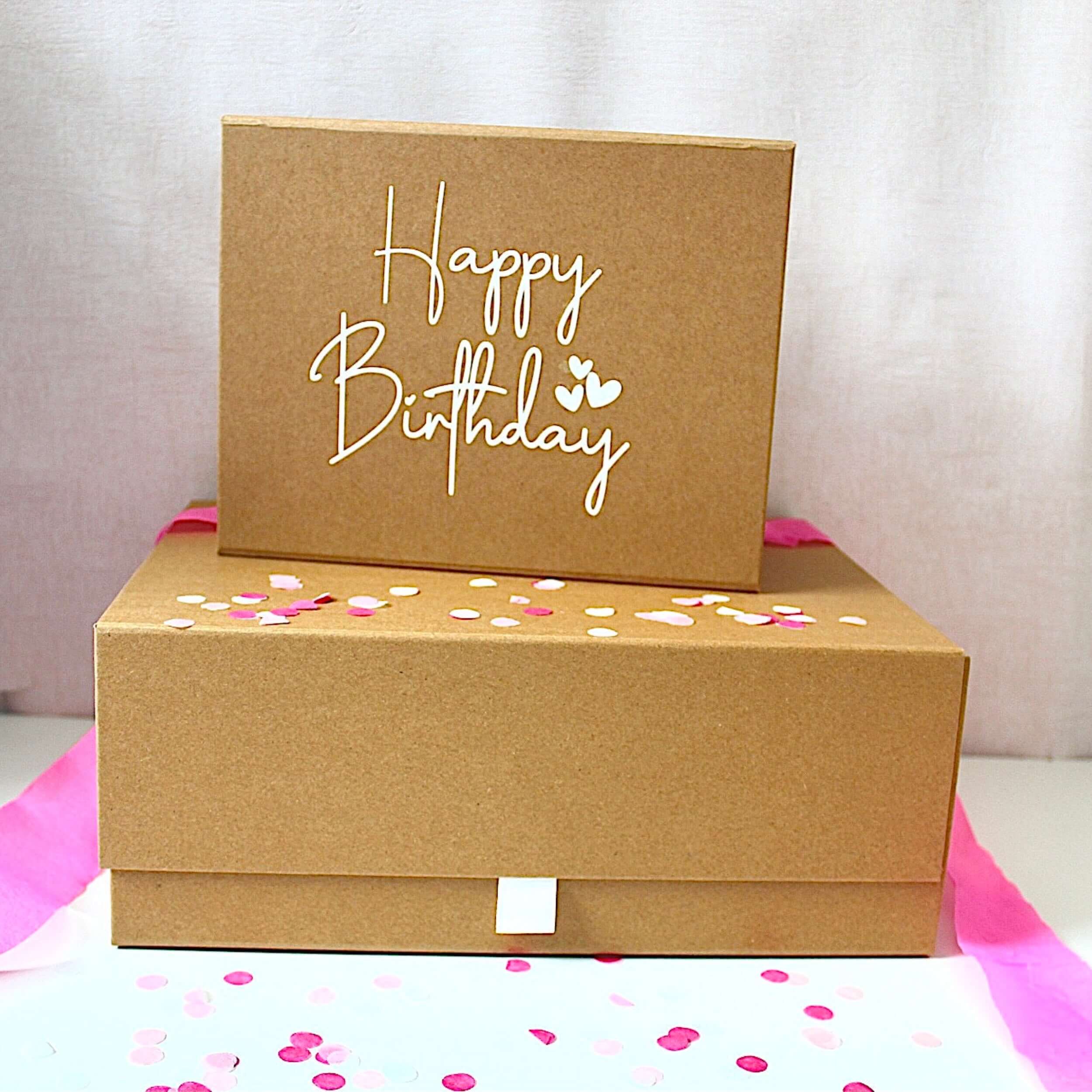 Happy birthday luxury magnetic gift box in white vinyl 