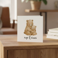 Hugs and Kisses Card. 5 x 5 inch approx, 300gsm card 