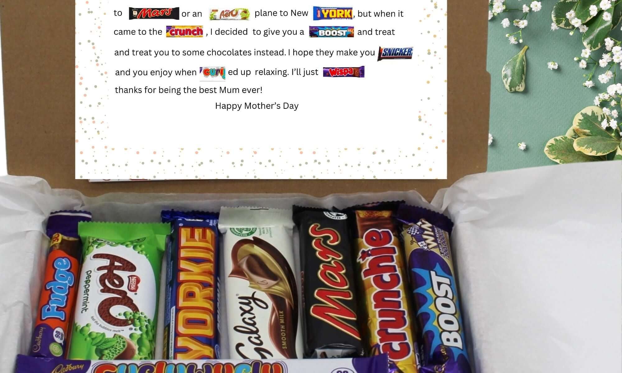 Mother's Day Chocolate novelty poem letterbox gift  