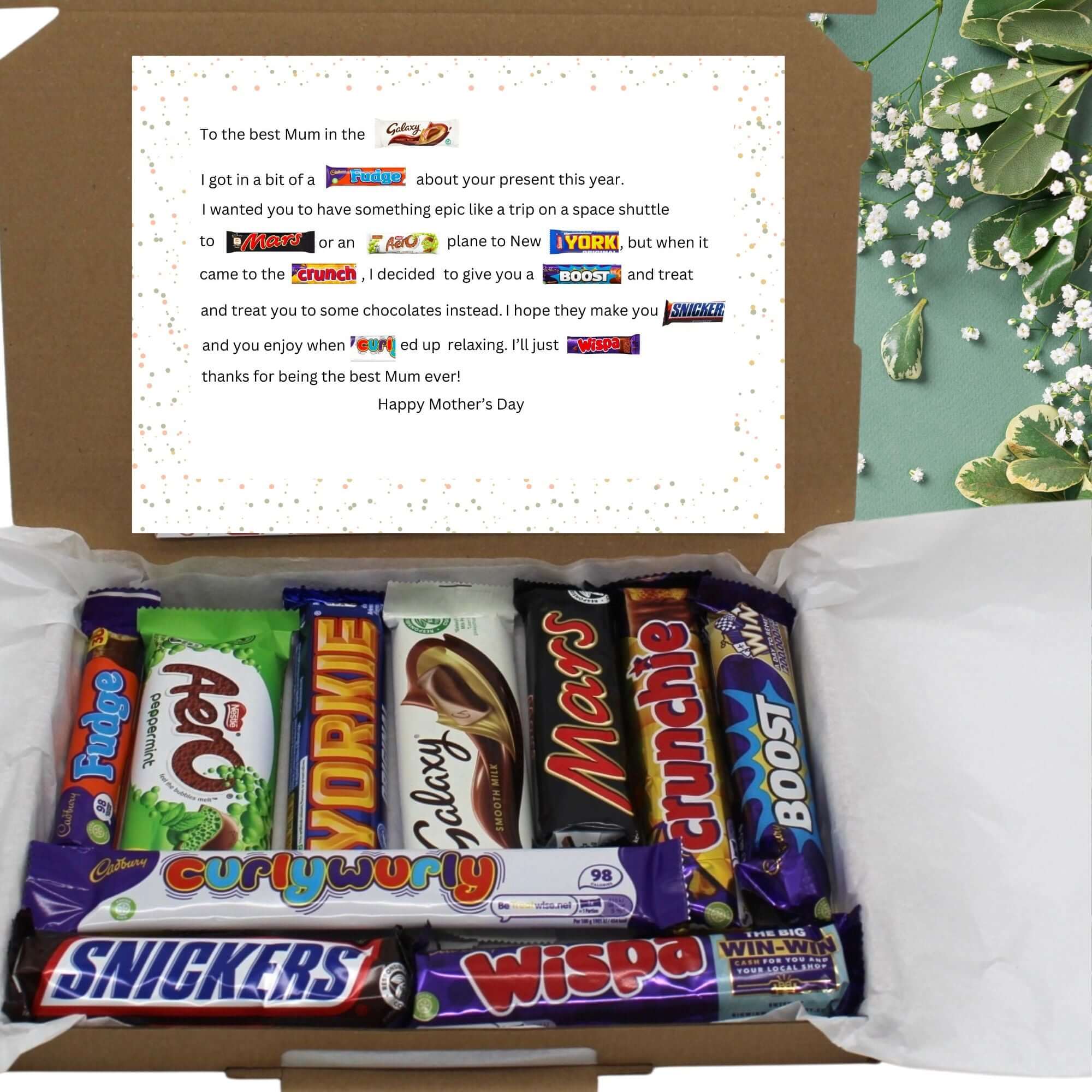 Mother's Day Chocolate novelty poem letterbox gift  