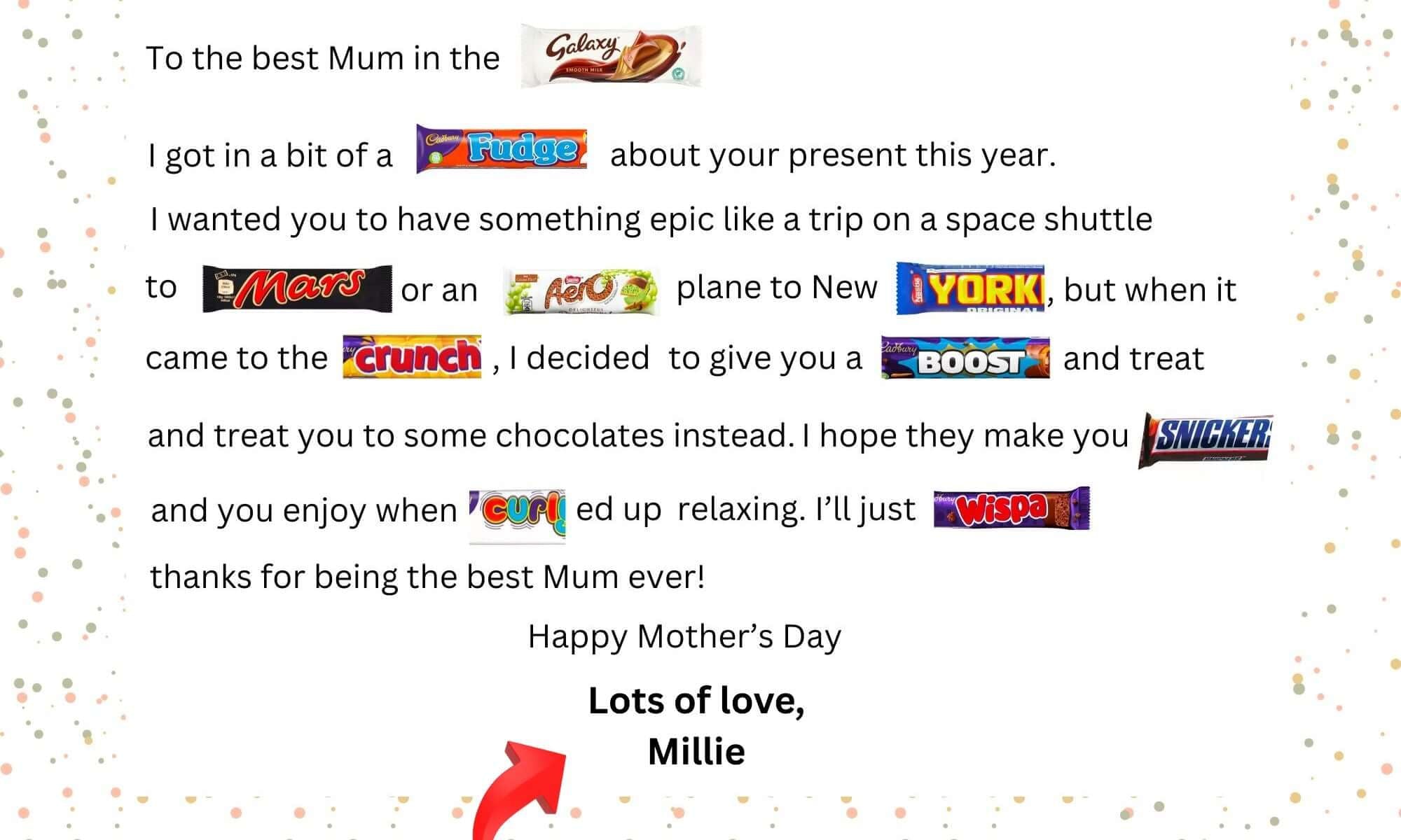 Mother day chocolate poem letterbox gift