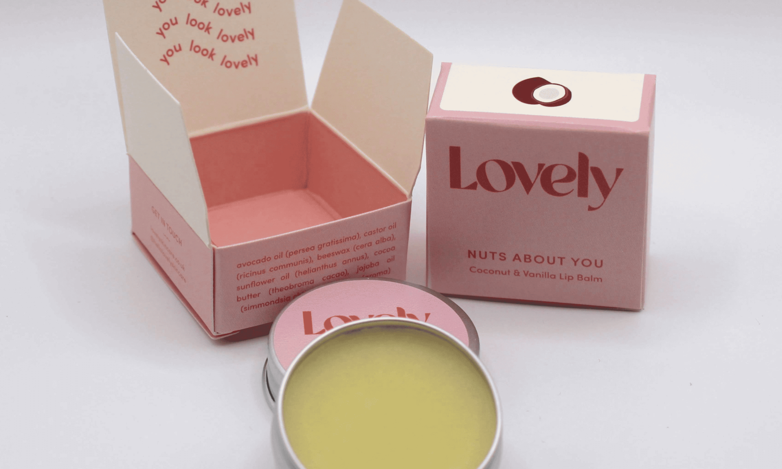 Nuts about you Lovely lip balm, Coconut and Vanilla lip balm