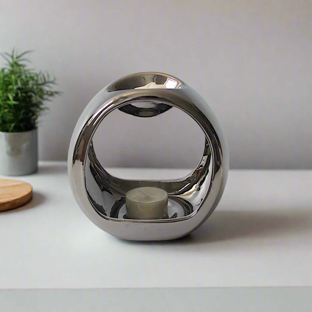Porto Ceramic Chrome Wax Burner