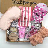 Pink pamper hamper for her, mini spa at home letterbox gift