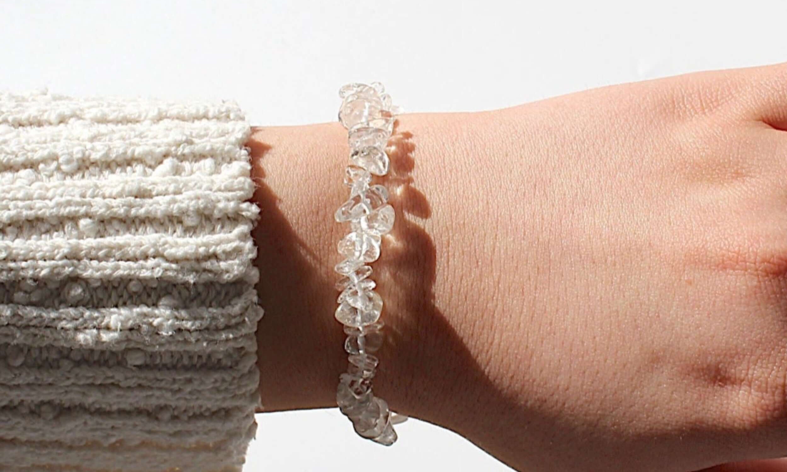 Clear Quartz Crystal Chip Bracelet, build your own gift box 