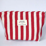 wash bag red and cream 