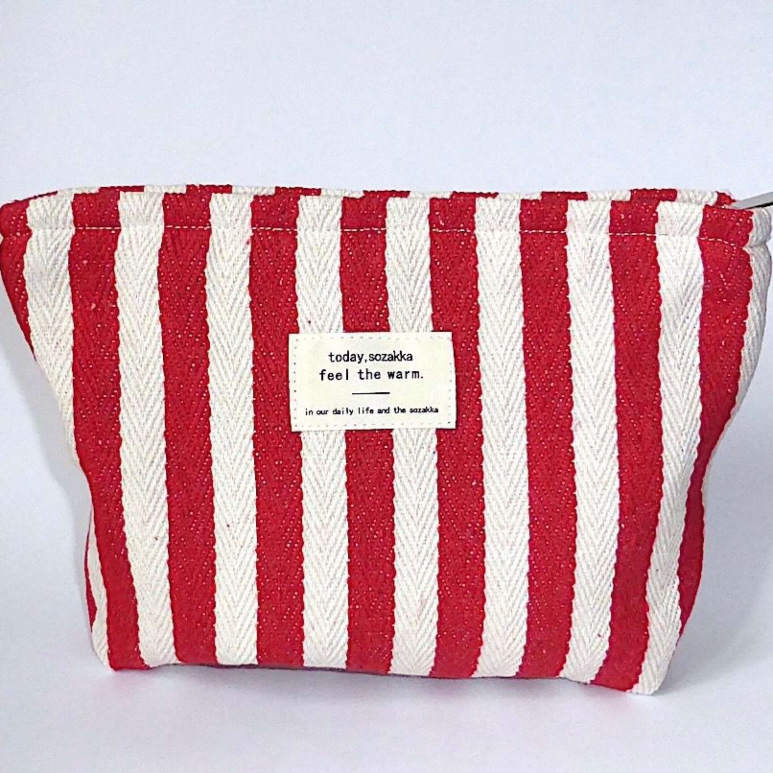 wash bag red and cream 