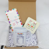 Teacher Thank You gift box in magnetic closure gift, ceramic mug, coaster, and thank you 80g chocolate bar 