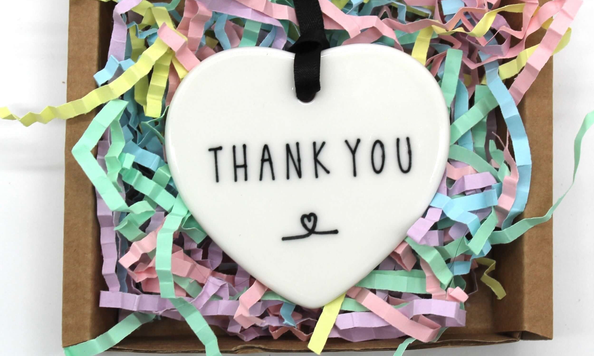 Ceramic thank you heart keepsake in presentation box 