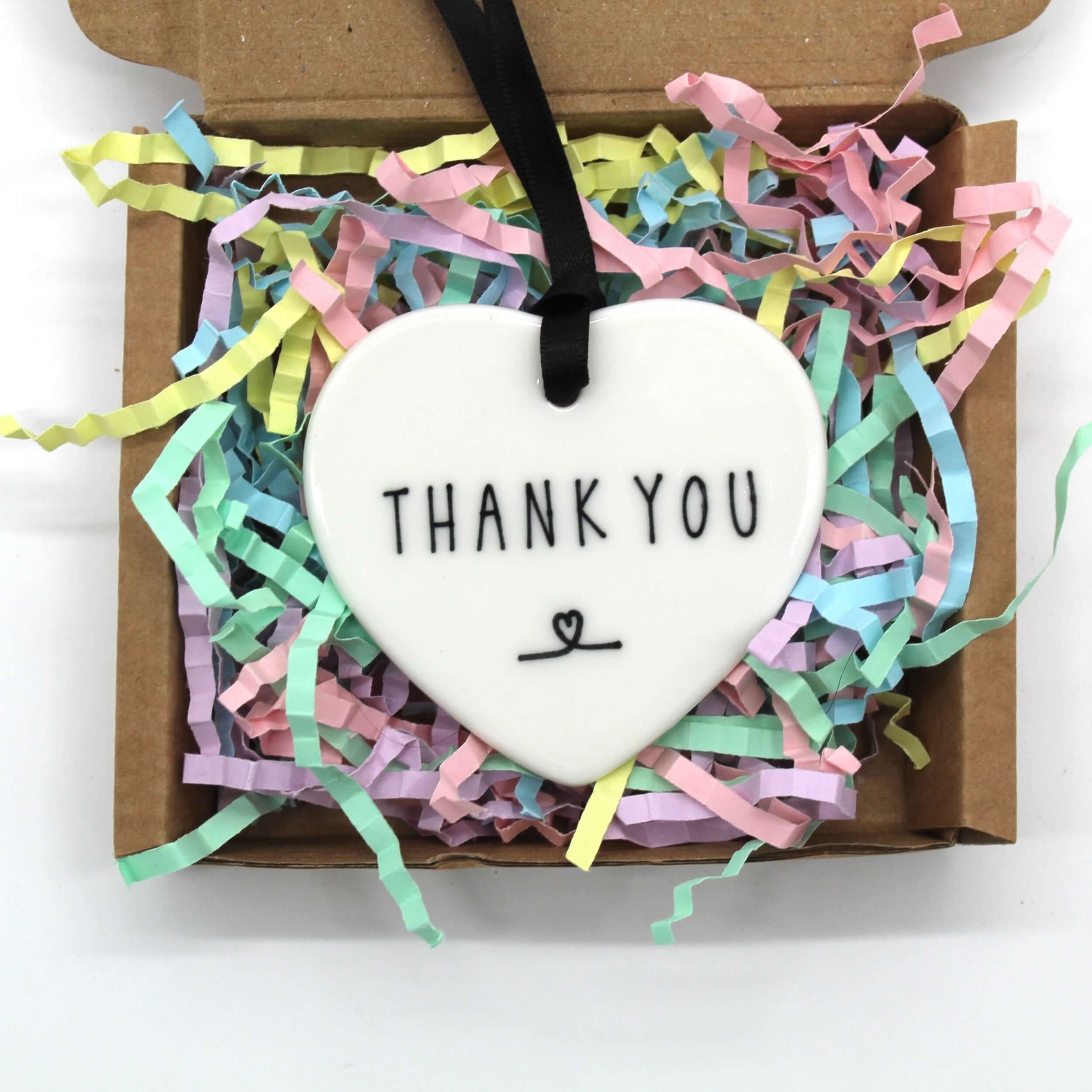 Ceramic thank you heart keepsake in presentation box 