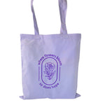 Lavender tote bag with floral design 