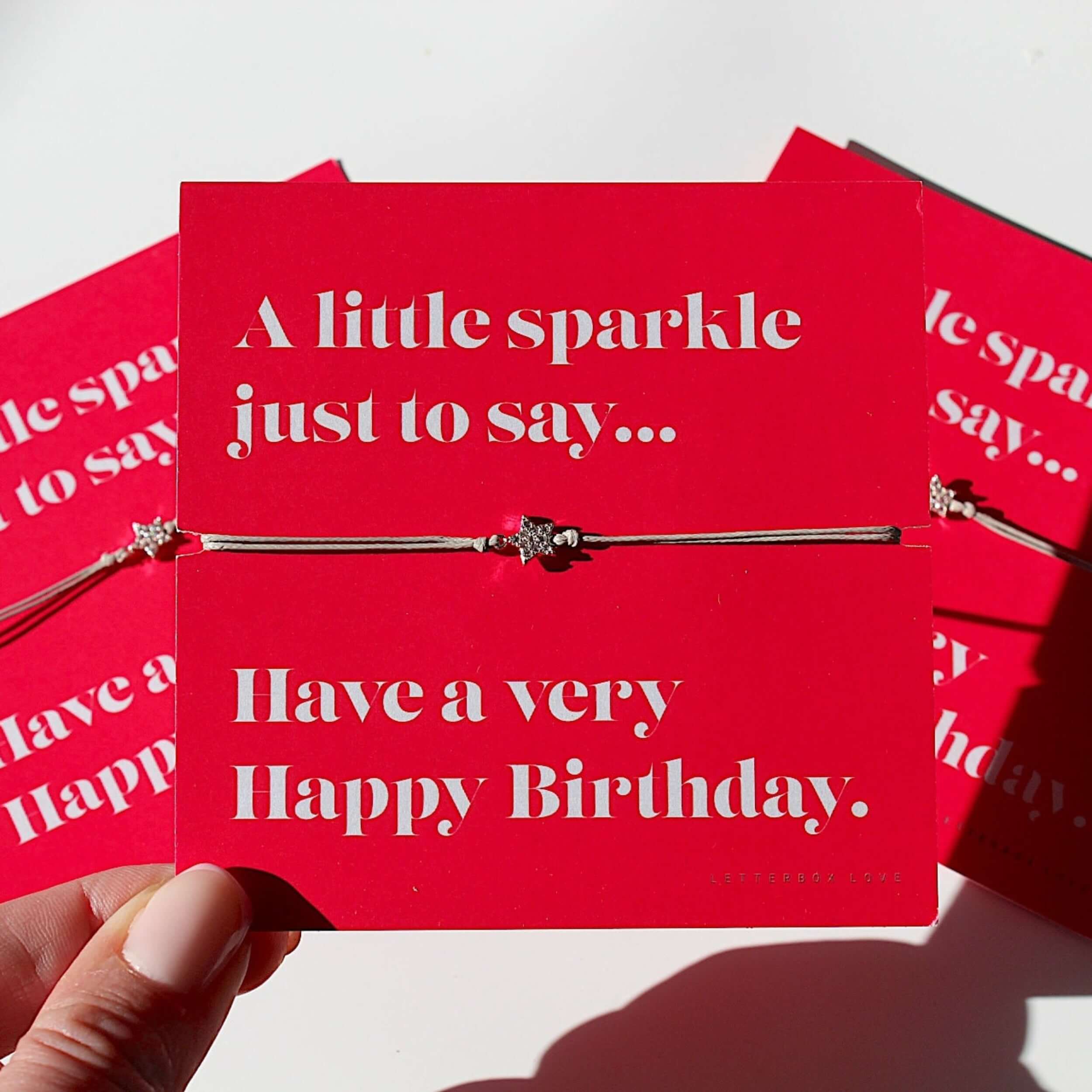 Sparkle Happy Birthday bracelet for her as part of the Sparkle birthday letterbox friendly gift 
