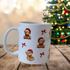 Christmas cute bear mug featuring charming bear design on a festive background.