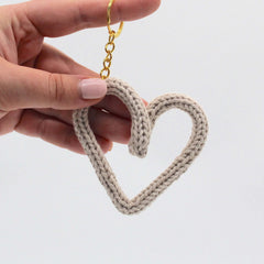 Beige knitted heart key ring, build your own gift box 