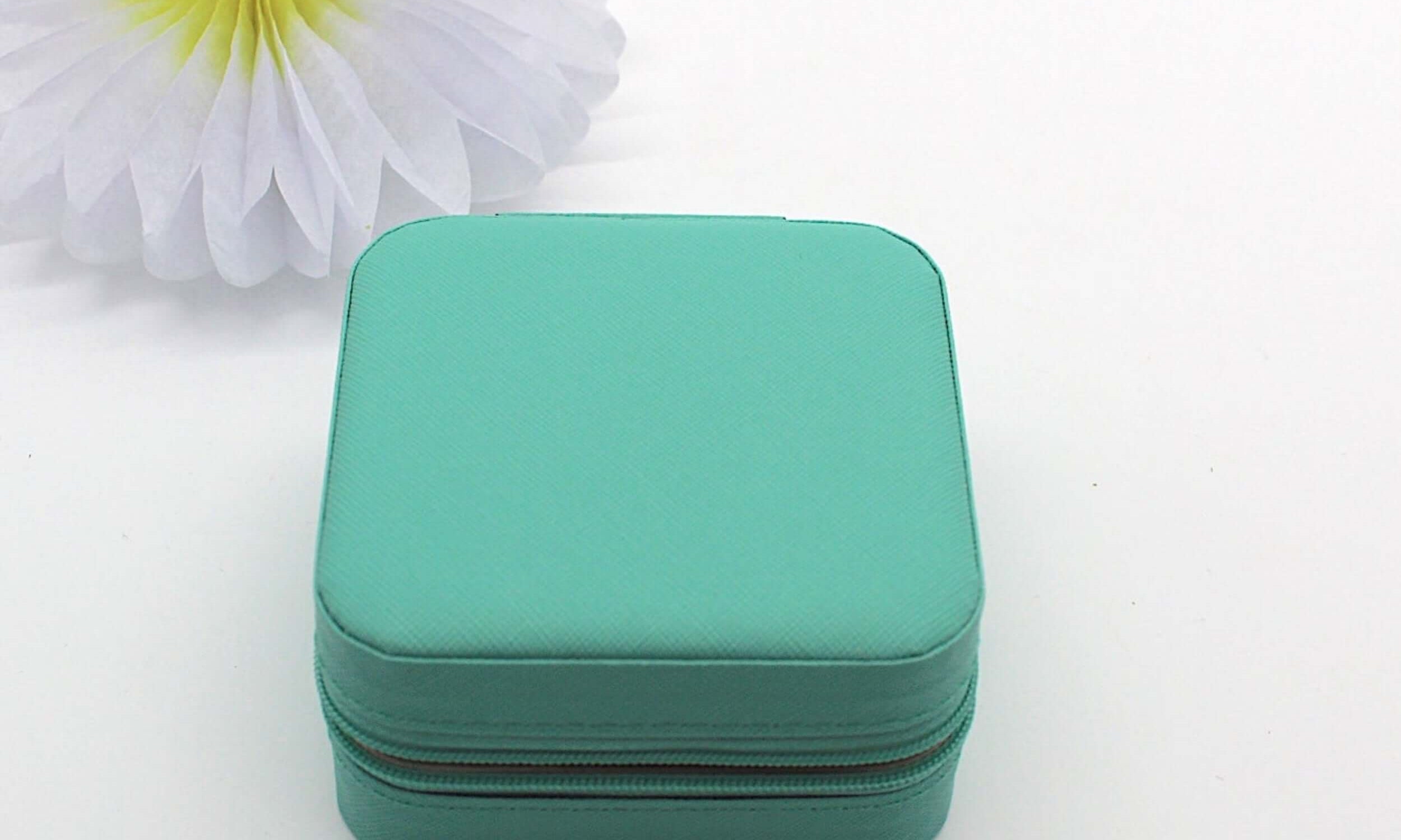 teal personalised jewellery box 