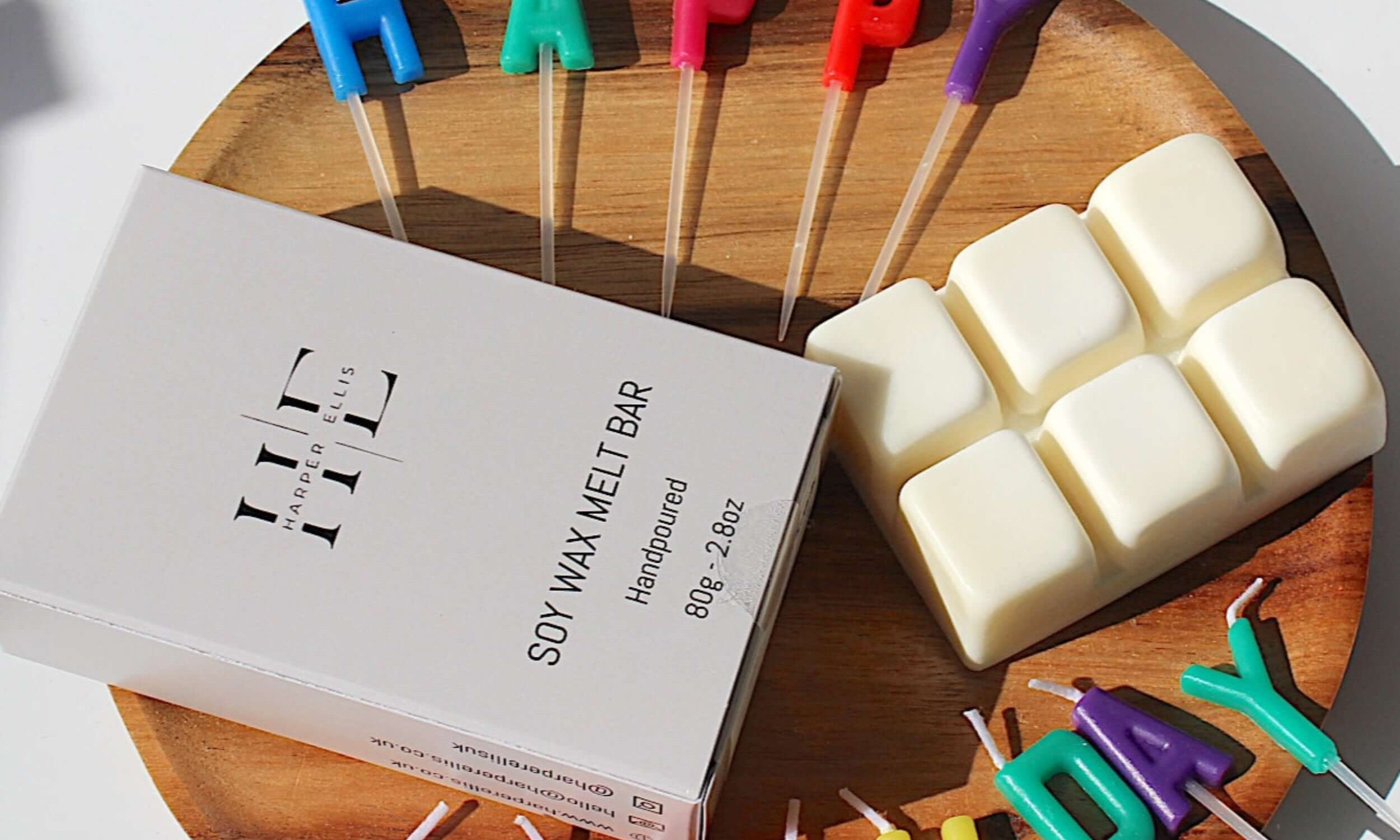 Birthday Surprise Soy Wax Melt Bar, fragranced to remind you of the sweet delicious of cocnut and raspberry.