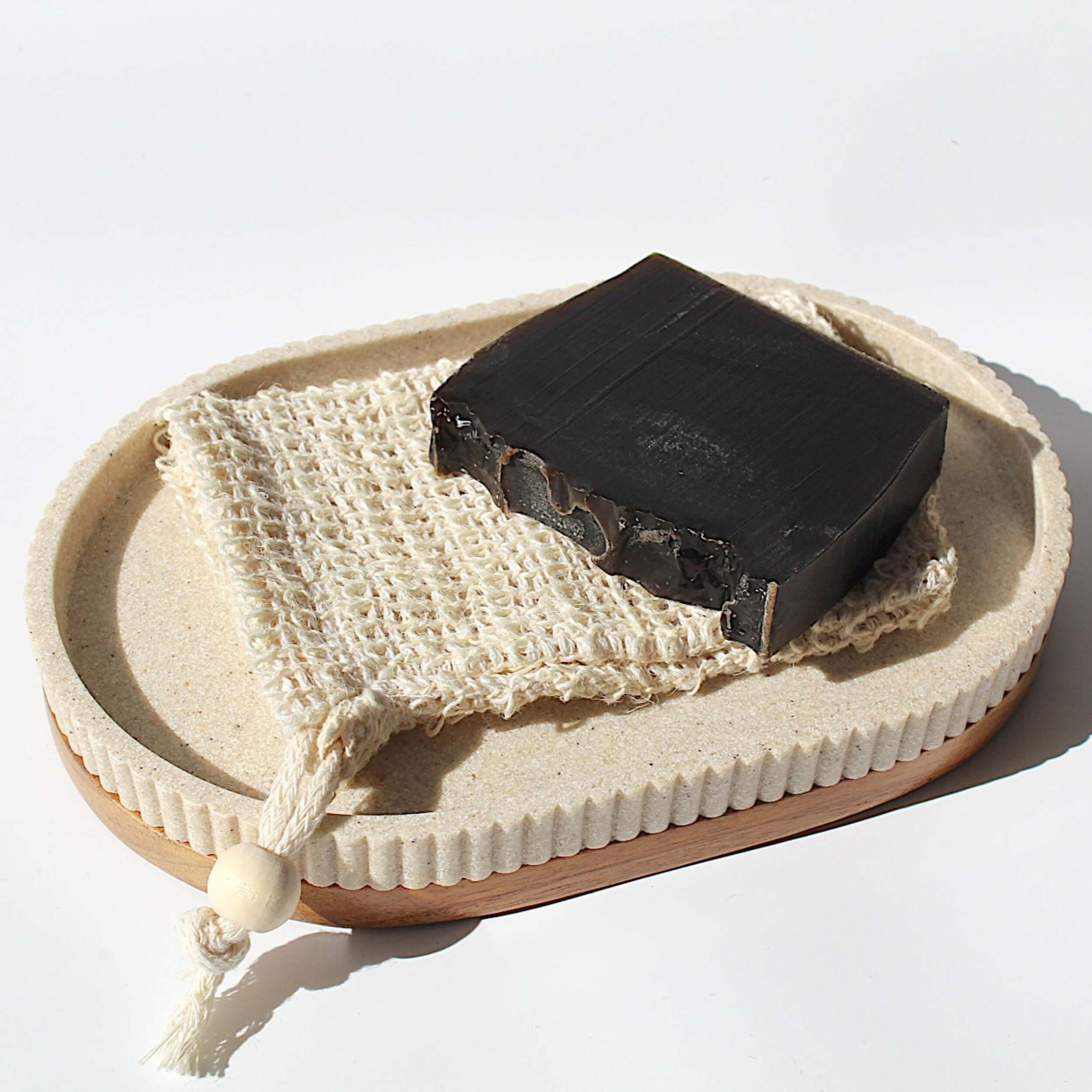 Harmony noir soap bar and jute exfoliation bag. Build your own gift box. 