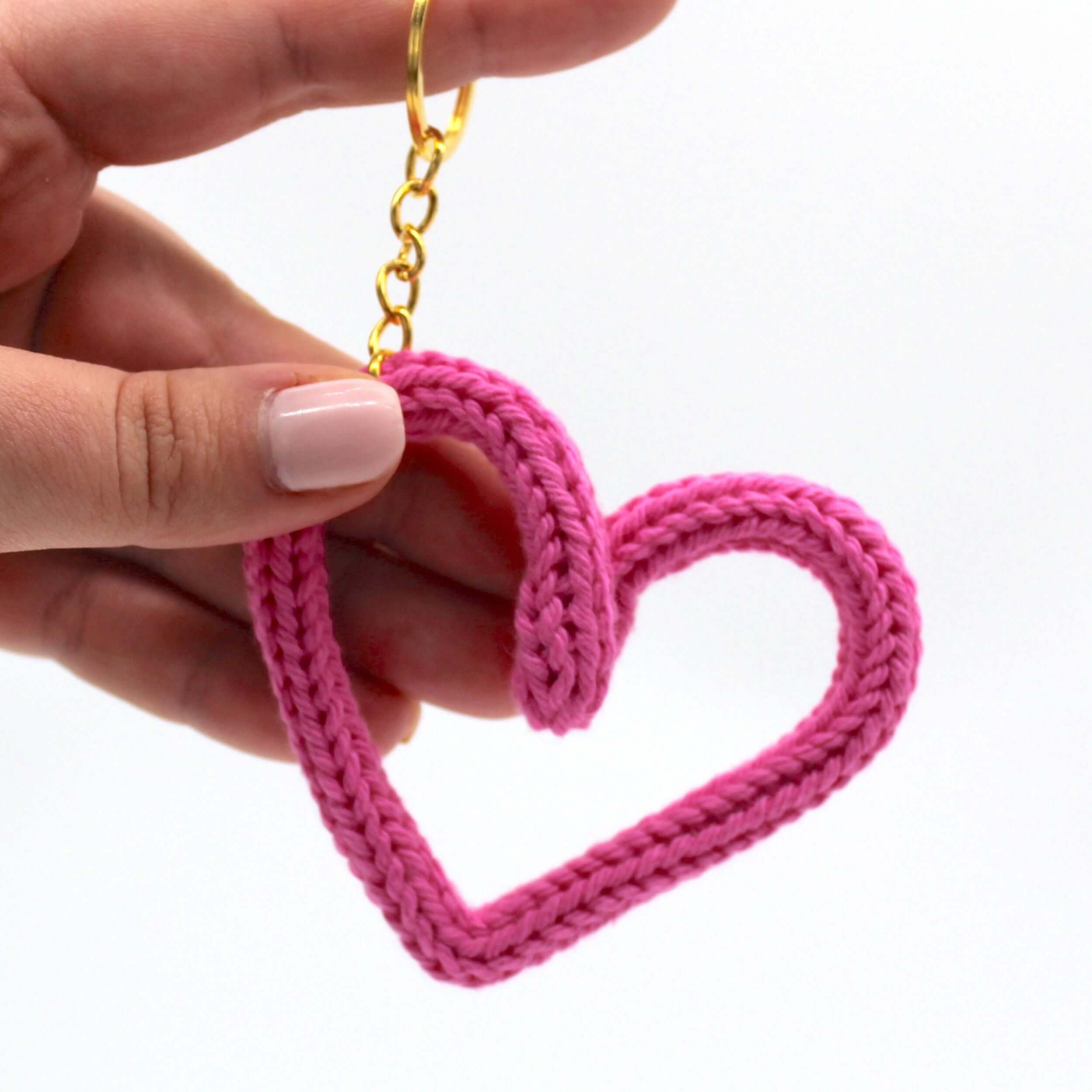 Pink Knitted Heart Keyring - Build your own personalised gift box