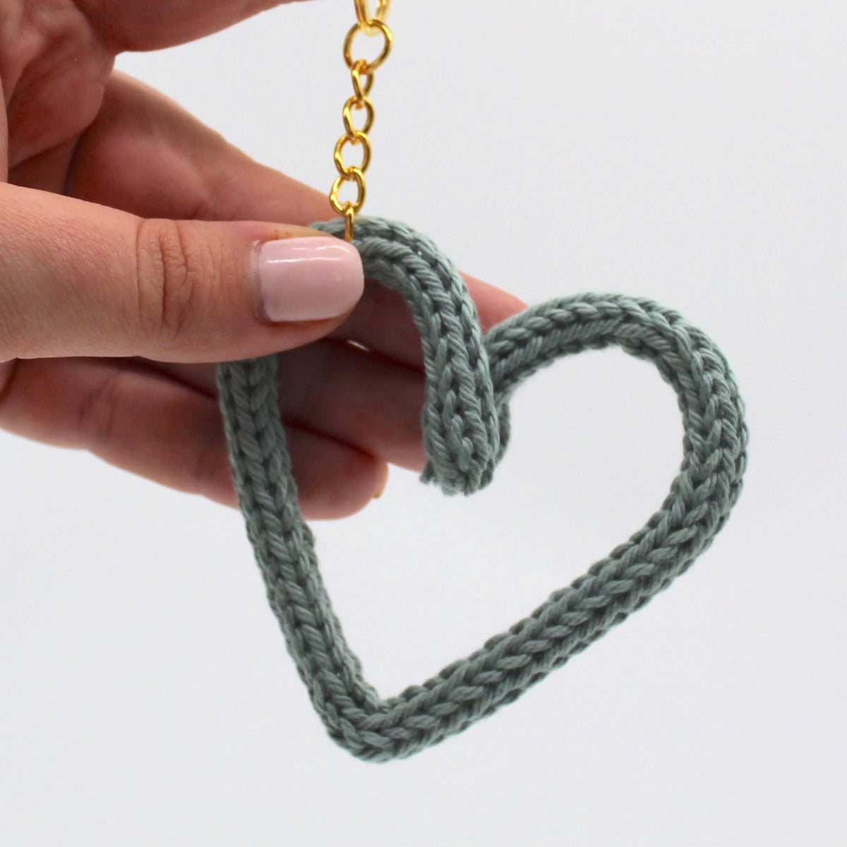 Sage Knitted Heart Keyring - Build your own personalised gift box