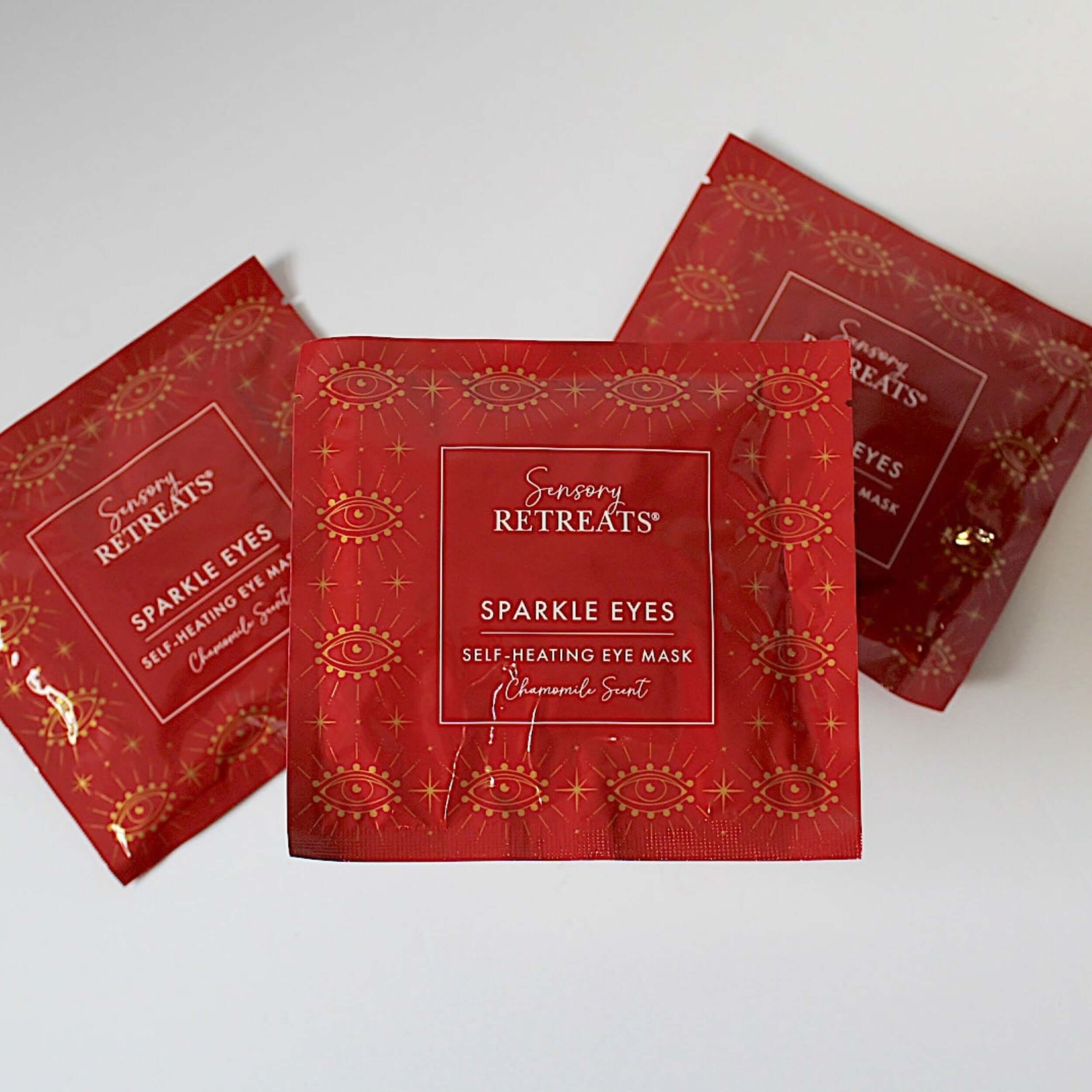 Sensory retreat sparkle eye self heating eye mask